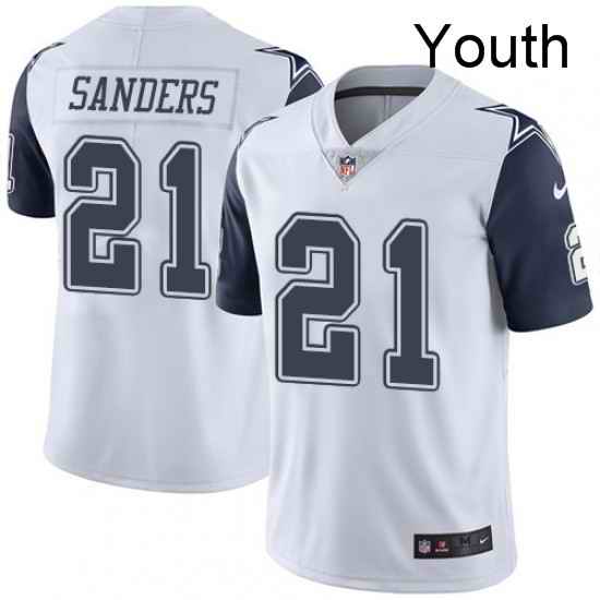 Youth Nike Dallas Cowboys 21 Deion Sanders Limited White Rush Vapor Untouchable NFL Jersey